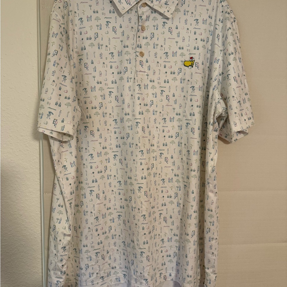 Masters White Polo with Multicolor Pattern
